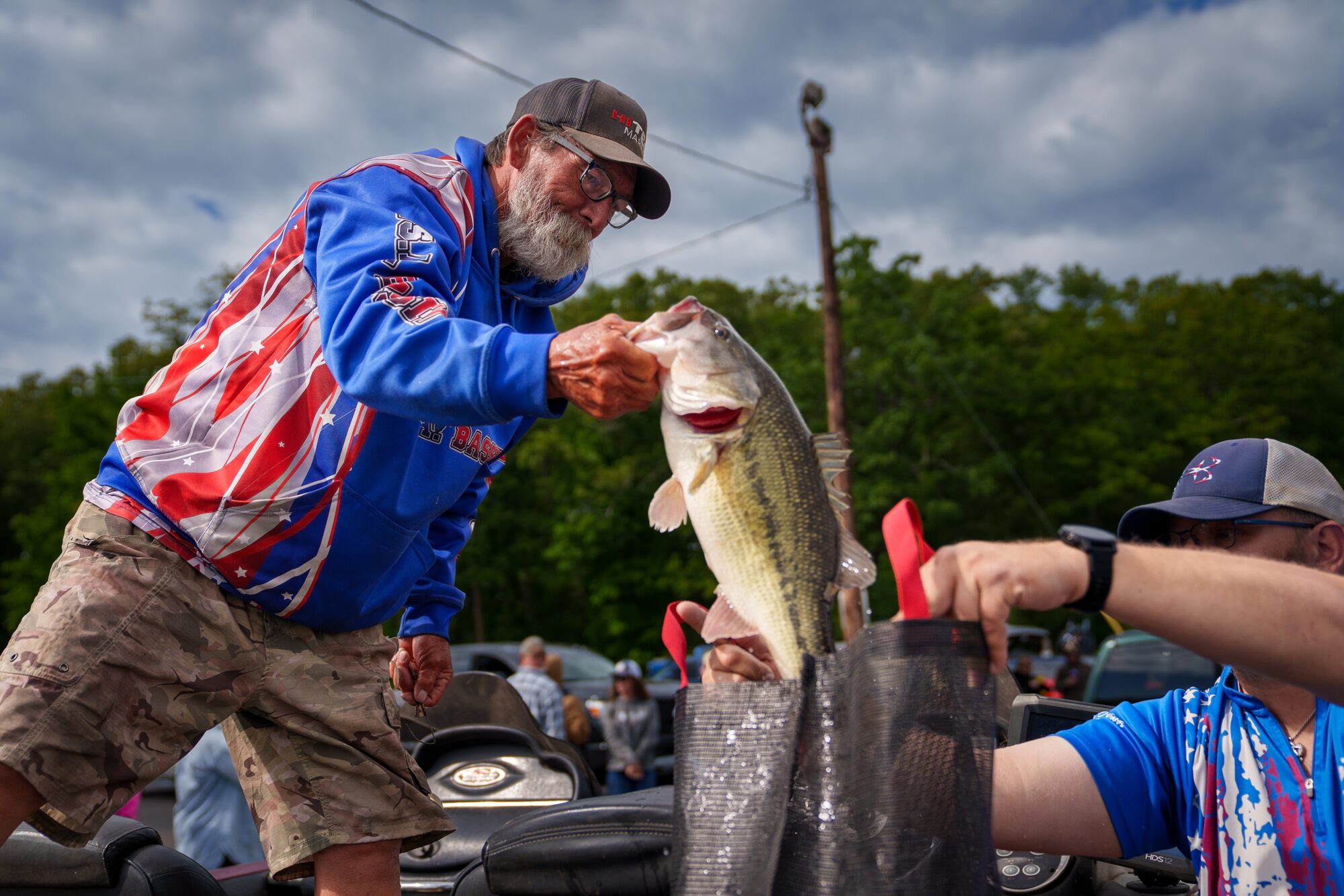 Tournament anglers competing on open water